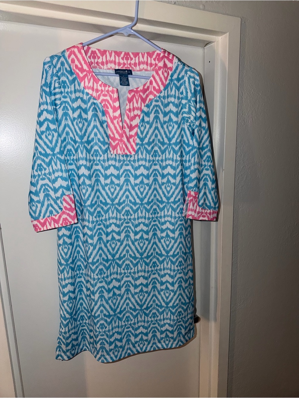 Caribbean Joe Blue and Pink Ikat-Style Tunic